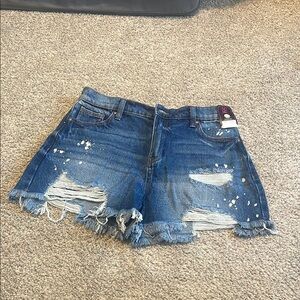 No Boundaries Blue Distressed Jean Shorts Frayed Hem